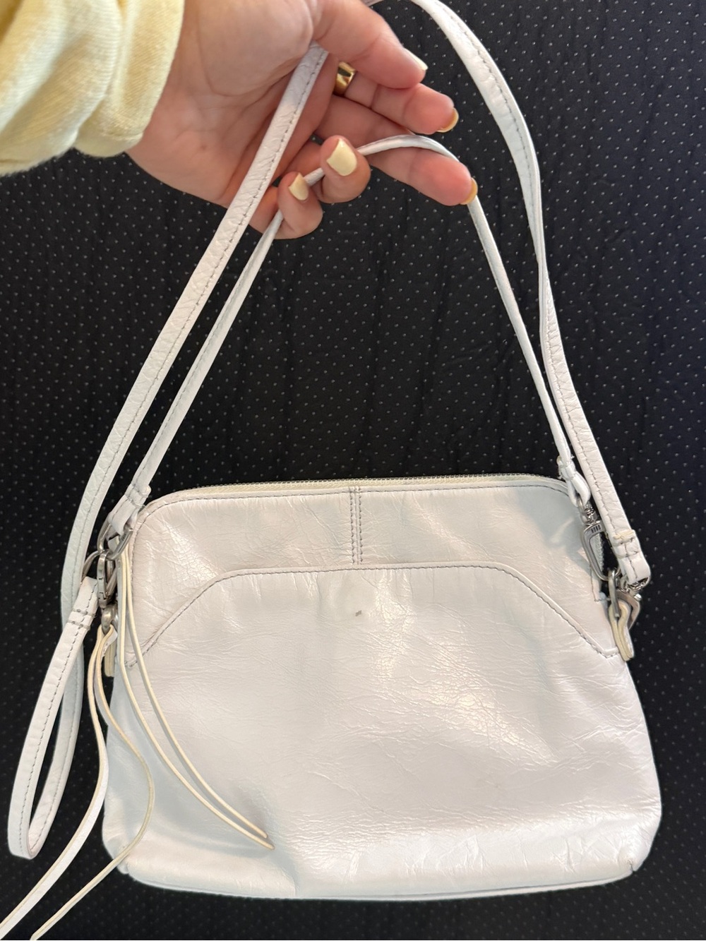 HOBO The Original White Leather Crossbody Or Shoulder Bag Minimalist Chic Boho